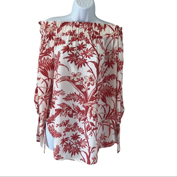 H&M Tops - Tunic blouse, floral, off the shoulder, Size 4